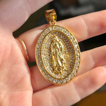 Load image into Gallery viewer, Virgin Mary CZ oval Pendant
