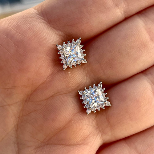 Square CZ Studs