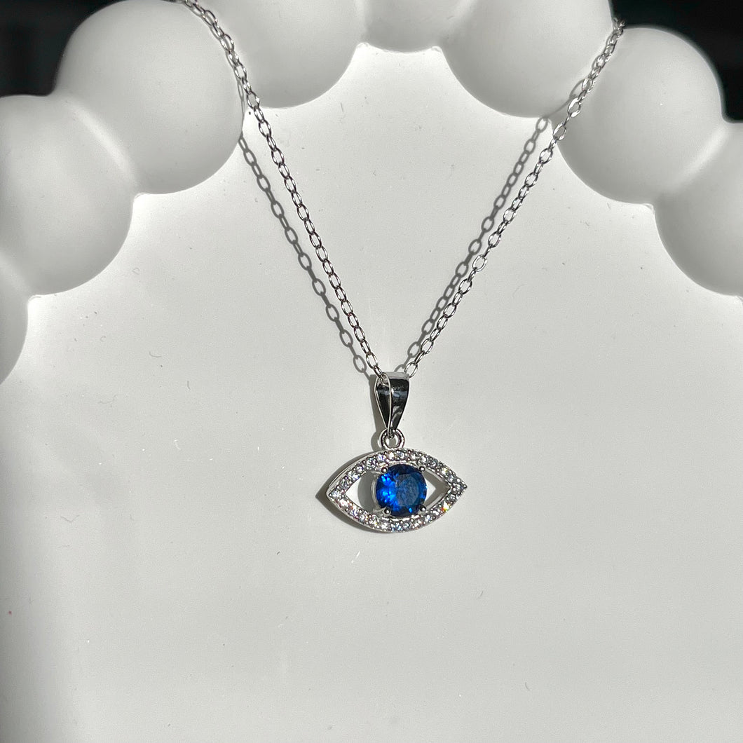 Blue Evil Eye Necklace .925