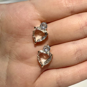 Big CZ Heart Studs