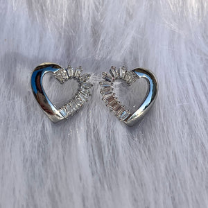 Frosted Heart Studs