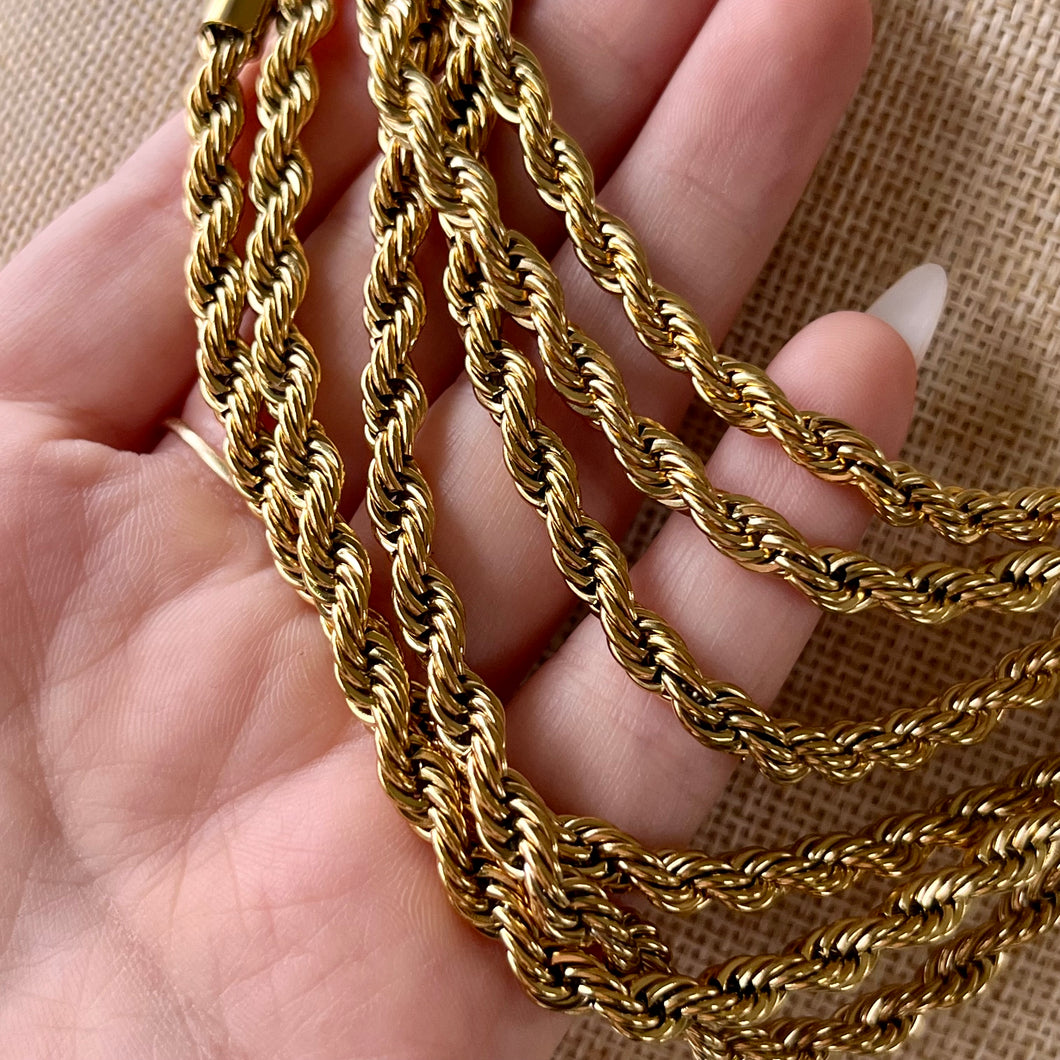 5mm Gold Plated Stainless Steel Rope Chain