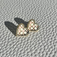 Load image into Gallery viewer, Checkered Pink Heart Studs