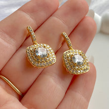 Load image into Gallery viewer, Gold Plated Square Dangly Earrings