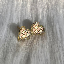 Load image into Gallery viewer, Checkered Pink Heart Studs