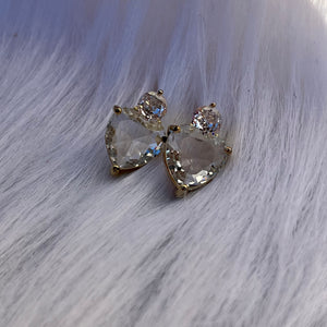 Big CZ Heart Studs