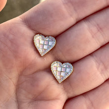 Load image into Gallery viewer, Checkered Pink Heart Studs