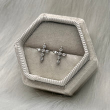 Load image into Gallery viewer, CZ Cross Studs .925