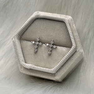 CZ Cross Studs .925