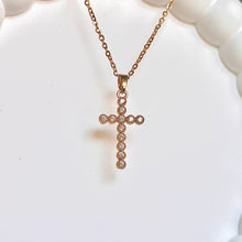Load image into Gallery viewer, Bubbly CZ Cross Necklace