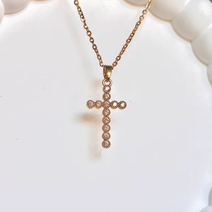 Bubbly CZ Cross Necklace