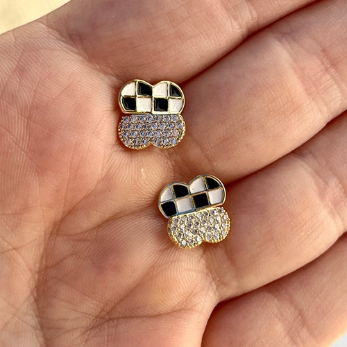 Checkered Clover Studs