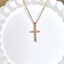 Load image into Gallery viewer, Bubbly CZ Cross Necklace
