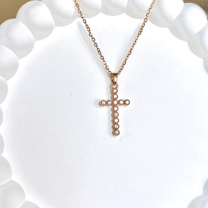 Bubbly CZ Cross Necklace