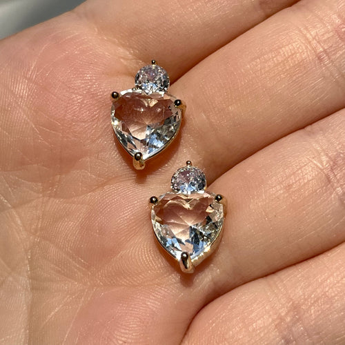 Big CZ Heart Studs