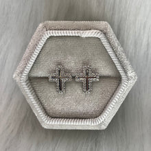 Load image into Gallery viewer, Blinged Cross Studs .925