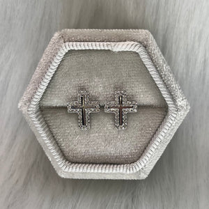 Blinged Cross Studs .925