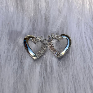 Frosted Heart Studs