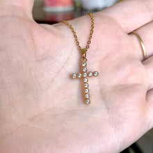 Load image into Gallery viewer, Bubbly CZ Cross Necklace