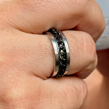 Load image into Gallery viewer, Black Chain Stainless Steel Spinner Ring