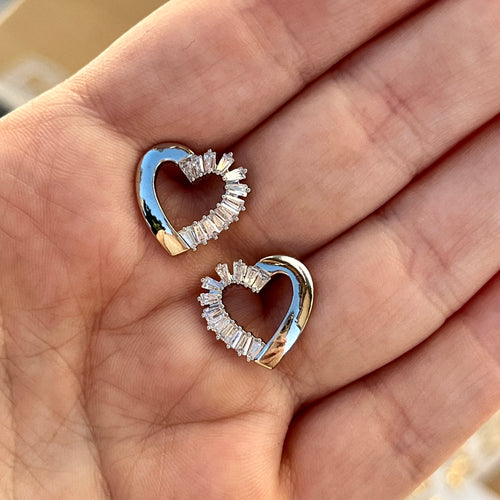 Frosted Heart Studs