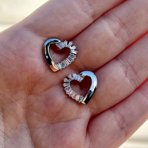 Frosted Heart Studs