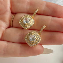 Load image into Gallery viewer, Gold Plated Square Dangly Earrings