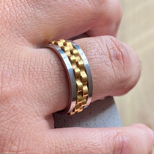 2 Tone Stainless Steel Fidget Ring