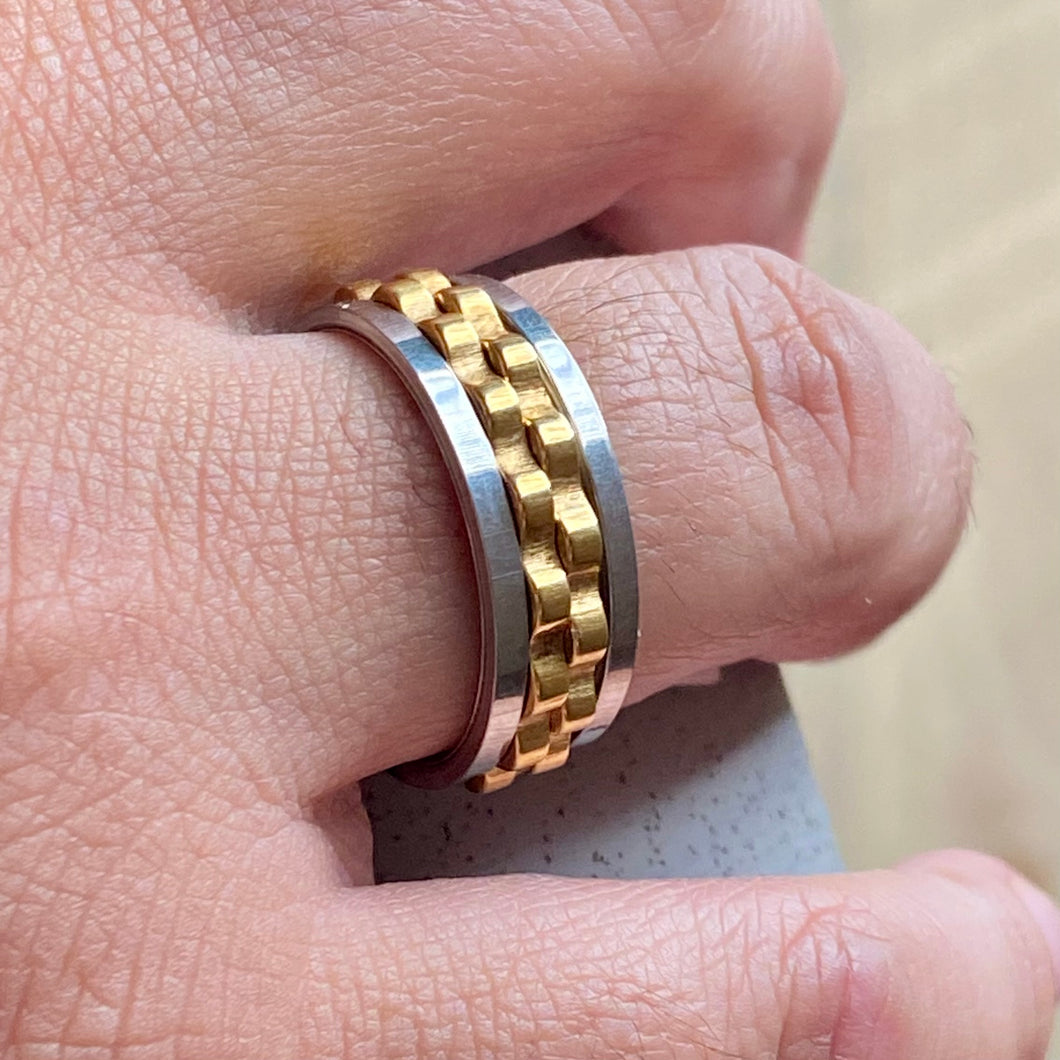 2 Tone Stainless Steel Fidget Ring