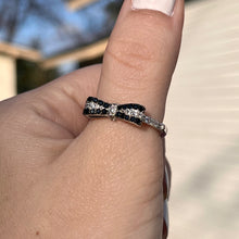 Load image into Gallery viewer, Black &amp; Clear CZ Bow Ring