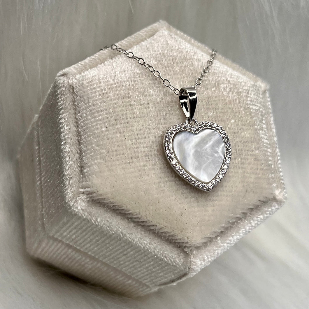 Mother of Pearl Heart Necklace .925