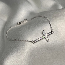 Load image into Gallery viewer, Dainty White Opal Cross Bracelet .925