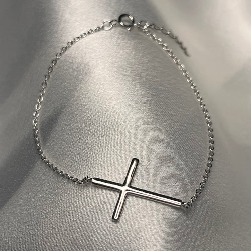 Dainty Solid Cross Bracelet .925