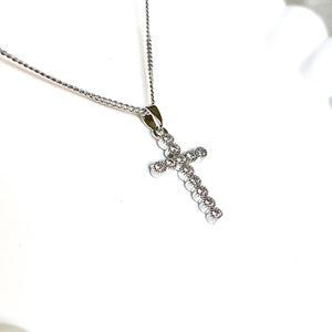 Bubbly CZ Cross Necklace
