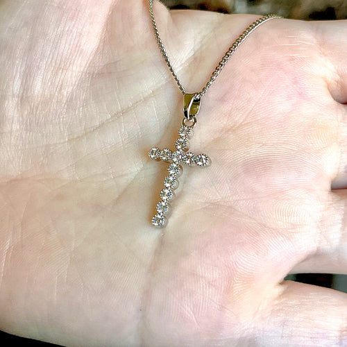 Bubbly CZ Cross Necklace