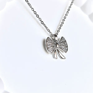 Silver Bow Necklace
