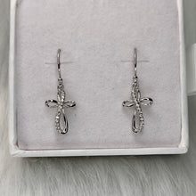 Load image into Gallery viewer, Dangle Cross Earrings .925