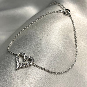 CZ Heart Bracelet .925