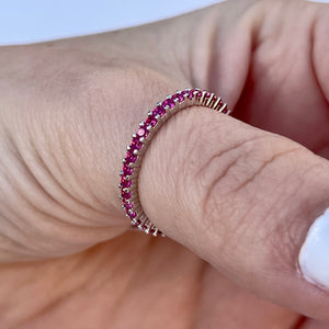 Fuchsia CZ Stackable Ring .925