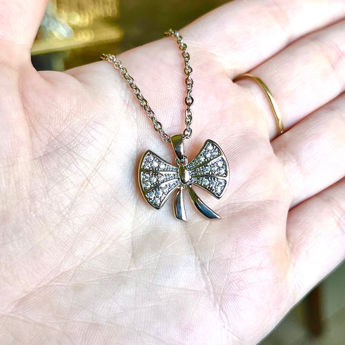 Silver Bow Necklace