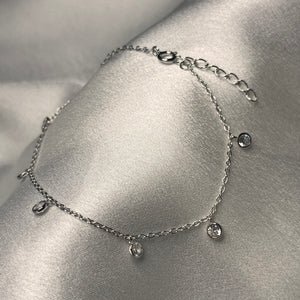 Dainty Round CZ Charm Bracelet .925