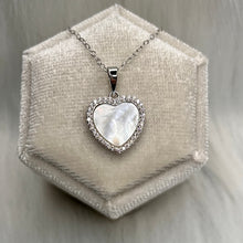 Load image into Gallery viewer, Mother of Pearl Heart Necklace .925