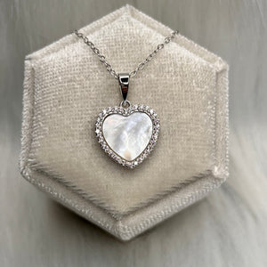 Mother of Pearl Heart Necklace .925