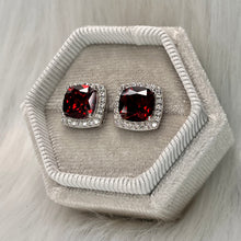 Load image into Gallery viewer, Ruby Cushion Studs .925