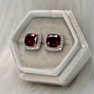 Ruby Cushion Studs .925