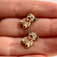 Load image into Gallery viewer, Red Bow Bear Studs