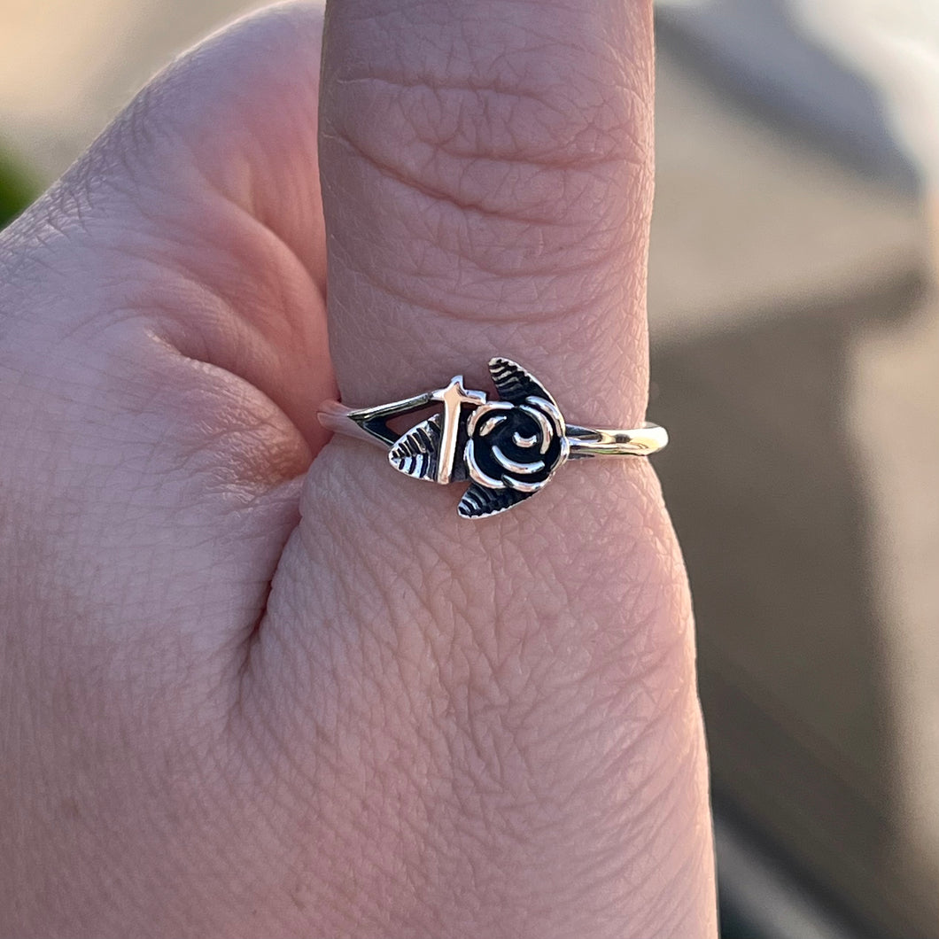 Cross and Rose Ring