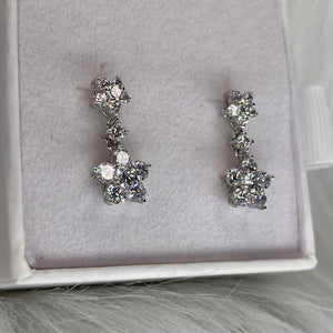 Dangly CZ Flower Studs .925