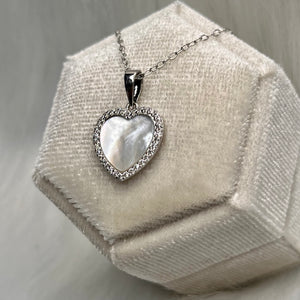 Mother of Pearl Heart Necklace .925