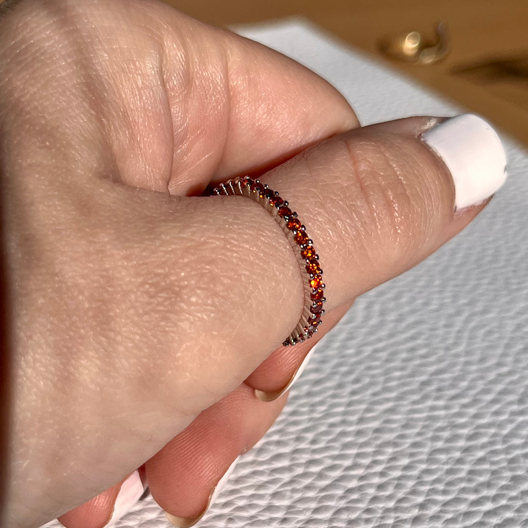 Garnet CZ Stackable Ring .925